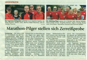 Pressebericht des Münchner Merkur vom 06.10.2014 über SCUG-Lauftreff beim Halbmarathon in Altötting und Tegernsee